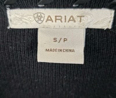 Ariat Trenton Women's Small Black Open Cardigan w/ Black Leather Fringe - Thumbnail 3