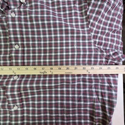 Lauren Ralph Lauren Size 17.5/34-35 Gingham Burgundy Plaid Button Up Shirt - Thumbnail 5