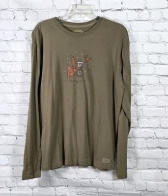 Life is Good Men's Small Olive Green " Bring It On " Short Sleeve T-Shirt - Image 1