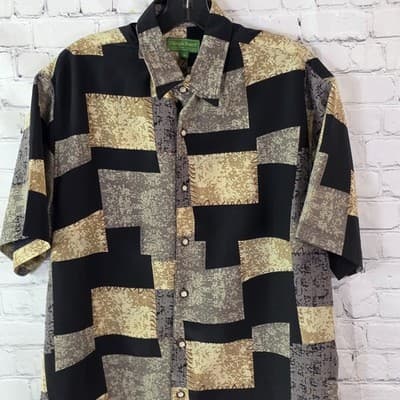 Giorgio Inserti Men's Medium Multicolored Pattern S/S Shirt - Thumbnail 2