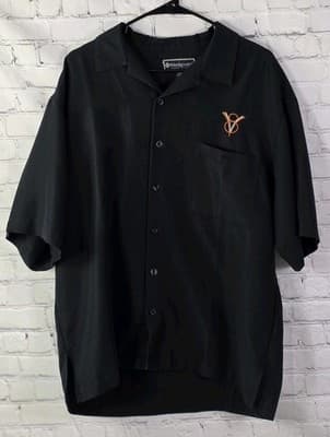 Weekender Limited Edition Men's Large Black Button Down Poker Shirt - Thumbnail 2