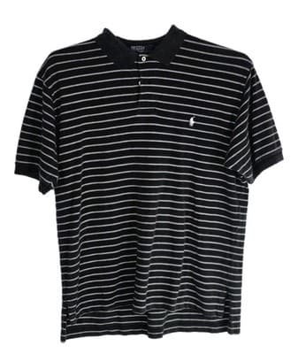 Polo Ralph Lauren Men's Large Black/Gray Striped Short Sleeve Golf Shirt