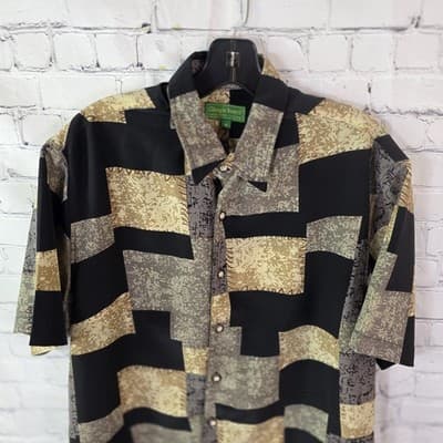 Giorgio Inserti Men's Medium Multicolored Pattern S/S Shirt - Thumbnail 3