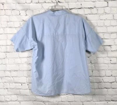Calvin Klein Women's Small Blue Cotton Stretch Button Up Short Sleeve Shirt - Thumbnail 8