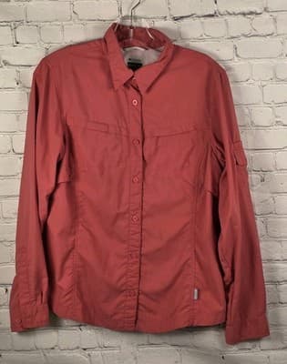 Columbia Women's Medium Coral Titanium Vented Roll Tab Fishing Shirt