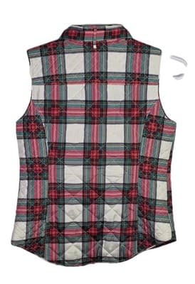 Crown & Ivy Women’s Small Ivory/ Red/ Green Full Zip Puffer Vest - Thumbnail 6