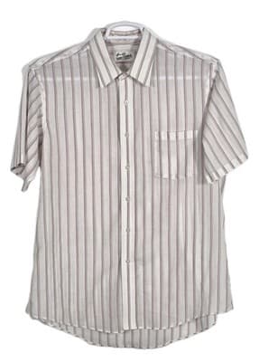 Sears Roebuck Men' 17 Tan & White Multicolored Short Sleeve Button Up Shirt - Thumbnail 2