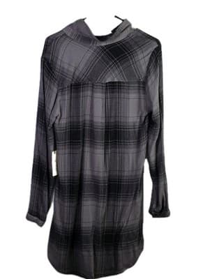 NWT Bella Dahl Women’s Small Black & Gray Checkered Shirt Dress - Thumbnail 8