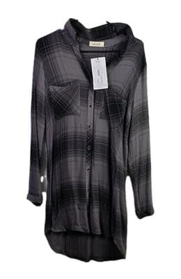 NWT Bella Dahl Women’s Small Black & Gray Checkered Shirt Dress - Image 1