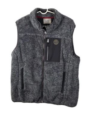 Flag & Anthem Vest Mens Large Gray & Black Outerwear Full Zip Vest - Image 1