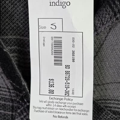 NWT Bella Dahl Women’s Small Black & Gray Checkered Shirt Dress - Thumbnail 5