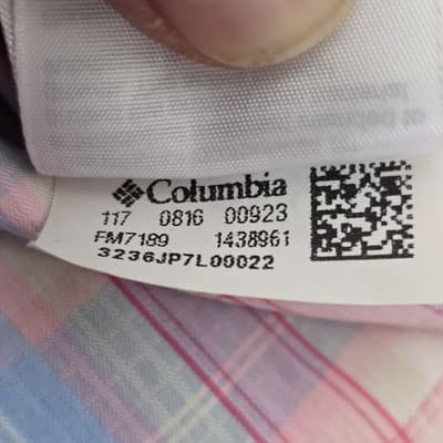 Columbia Super Tamiami Men's XL Blue & Pink Checkered Short Sleeve Fishing Shirt - Thumbnail 8