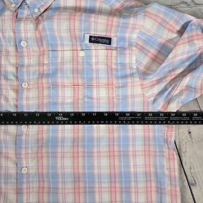 Columbia Super Tamiami Men's XL Blue & Pink Checkered Short Sleeve Fishing Shirt - Thumbnail 9