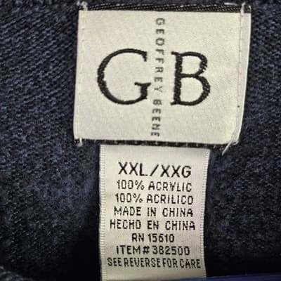 Geoffrey Beene Men’s XXL Blue Knit Long-Sleeve Acrylic Sweater - Thumbnail 2
