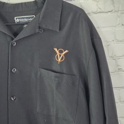 Weekender Limited Edition Men's Large Black Button Down Poker Shirt - Thumbnail 3