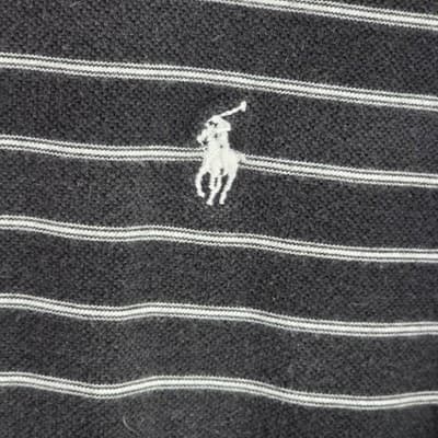Polo Ralph Lauren Men's Large Black/Gray Striped Short Sleeve Golf Shirt - Thumbnail 2