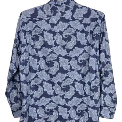 Daniel Cremieux Classics Men's Large Blue Paisley Long Sleeve Button Up Shirt - Thumbnail 6