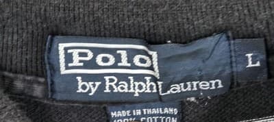 Polo Ralph Lauren Men's Large Black/Gray Striped Short Sleeve Golf Shirt - Thumbnail 3