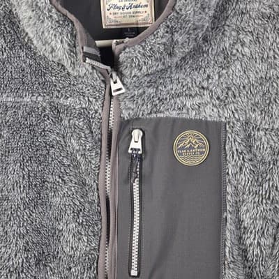 Flag & Anthem Vest Mens Large Gray & Black Outerwear Full Zip Vest - Thumbnail 2