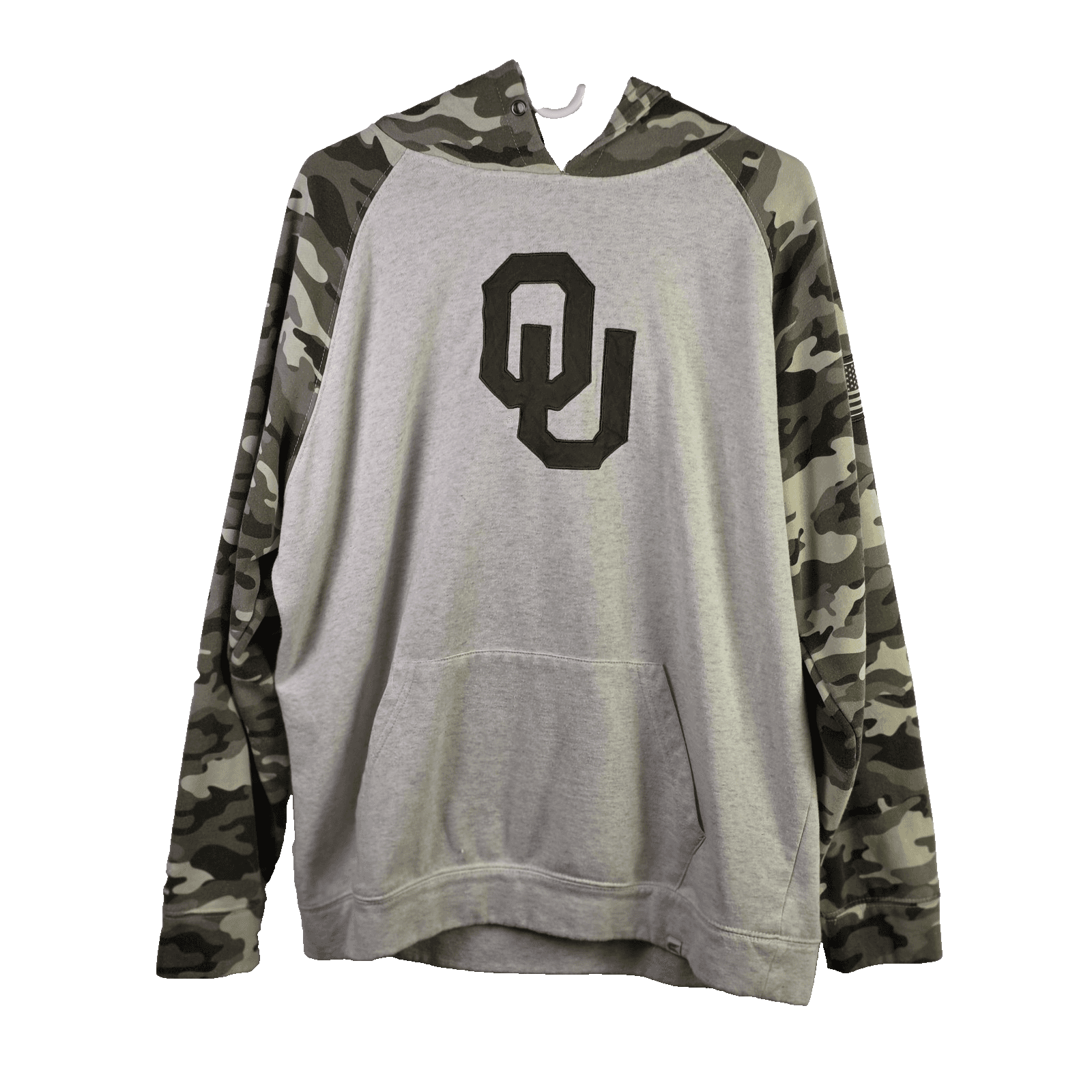 Oklahoma Sooners Men's XXL Gray Camo Veterans Military Hoodie - Image 1