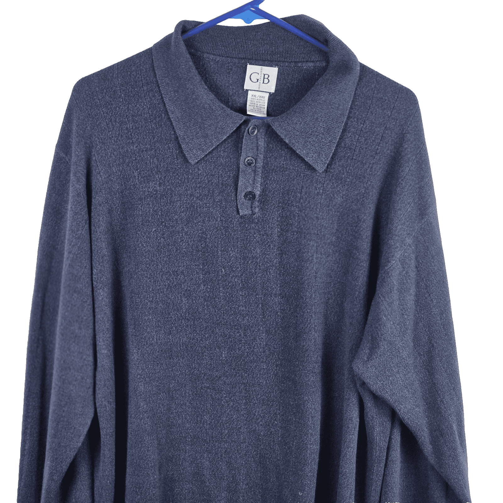 Geoffrey Beene Men’s XXL Blue Knit Long-Sleeve Acrylic Sweater - Image 1