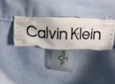 Calvin Klein Women's Small Blue Cotton Stretch Button Up Short Sleeve Shirt - Thumbnail 3