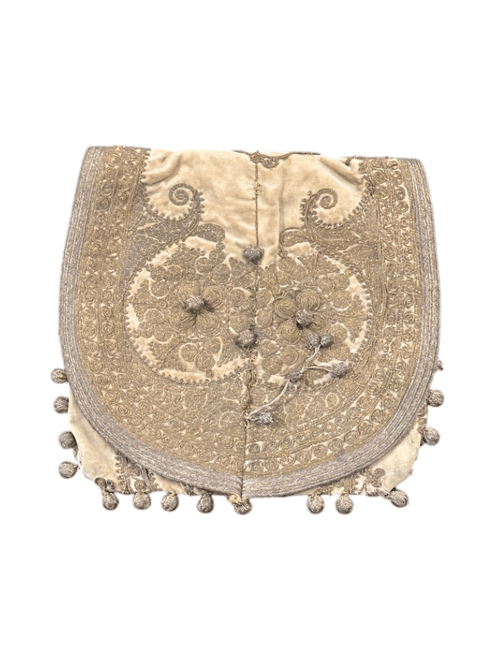 Antique (circa 1890–1920)Turkish Hand-Embroidered Envelope Clutch with Beaded Tassels - Image 1