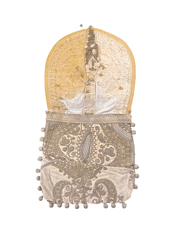 Antique (circa 1890–1920)Turkish Hand-Embroidered Envelope Clutch with Beaded Tassels - Thumbnail 2