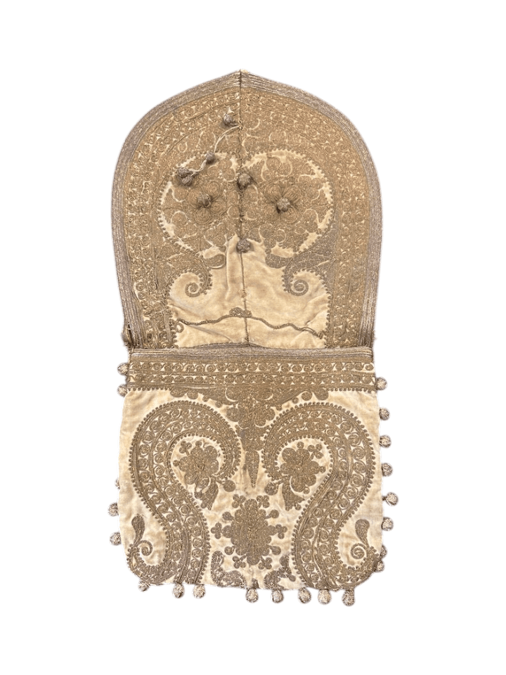 Antique (circa 1890–1920)Turkish Hand-Embroidered Envelope Clutch with Beaded Tassels - Thumbnail 3