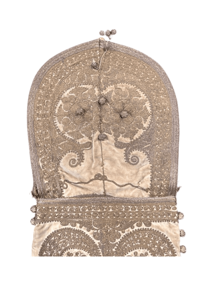Antique (circa 1890–1920)Turkish Hand-Embroidered Envelope Clutch with Beaded Tassels - Thumbnail 4