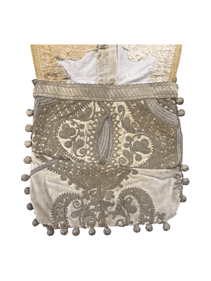 Antique (circa 1890–1920)Turkish Hand-Embroidered Envelope Clutch with Beaded Tassels - Thumbnail 5