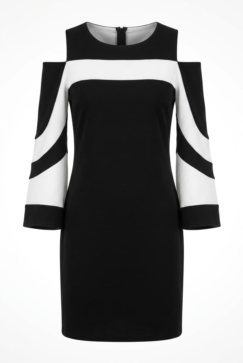 Black and White Cold Shoulder Dress