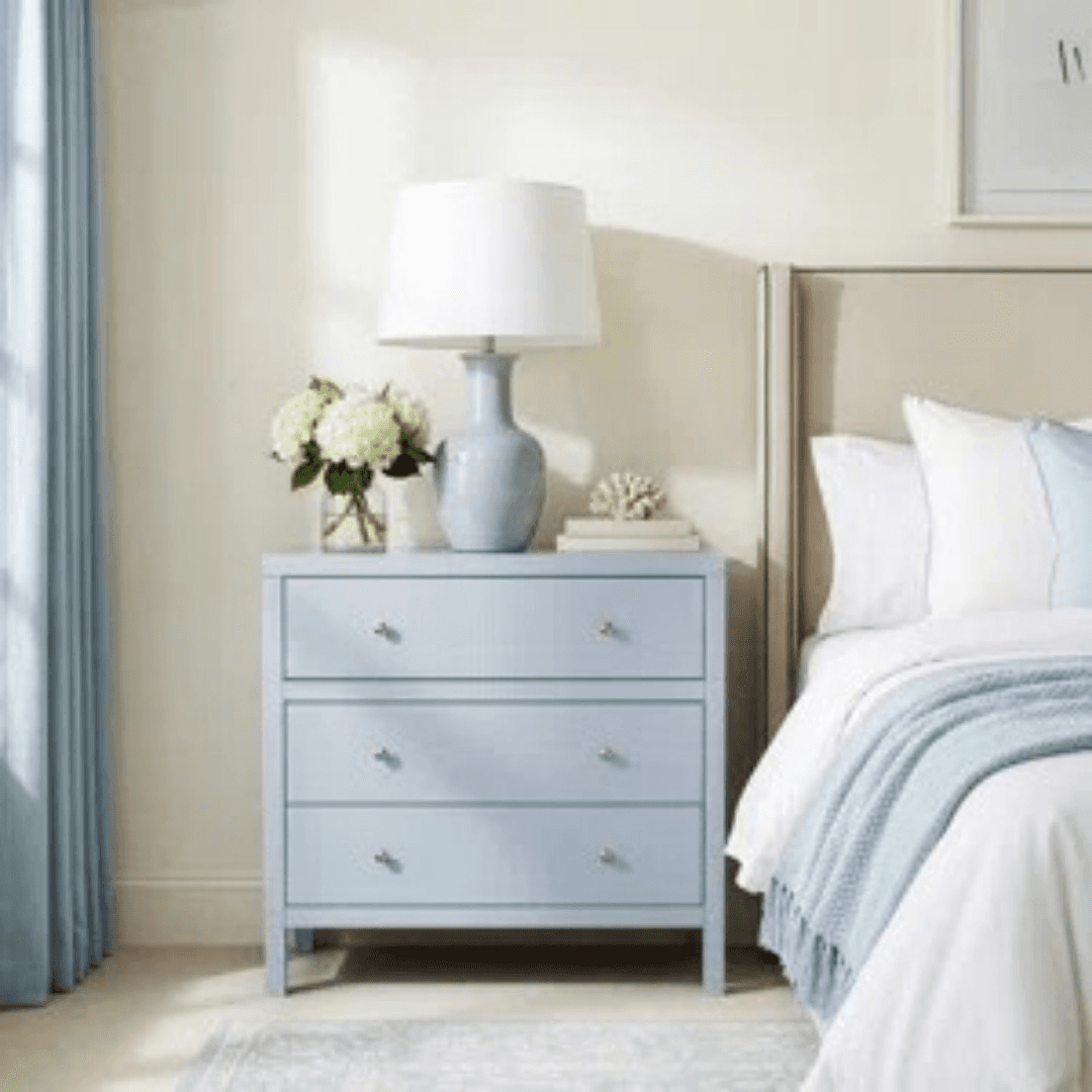 Joss and Main Celine 34" 3-Drawer Nightstand - Light Blue - Image 1