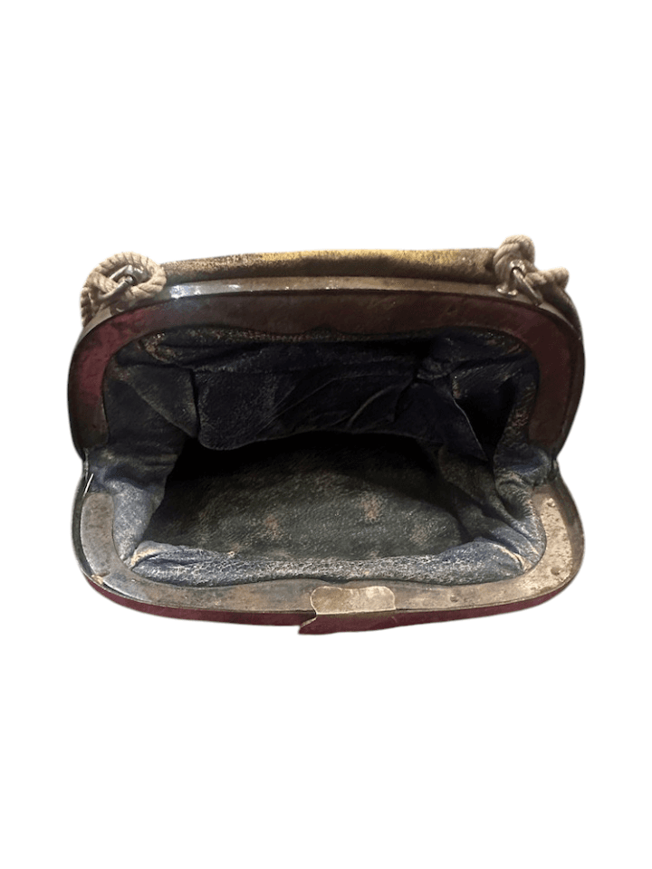 Antique Velvet Purse with Leather Trim Design circa 1910-1925 - Thumbnail 6