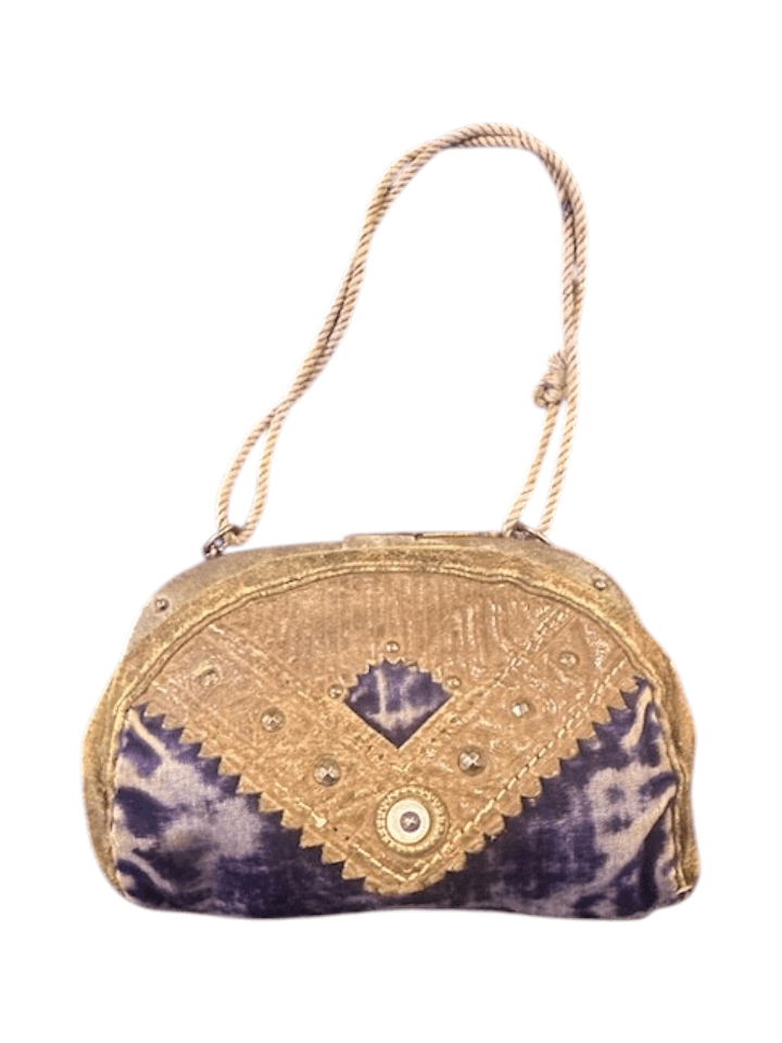 Antique Velvet Purse with Leather Trim Design circa 1910-1925 - Image 1