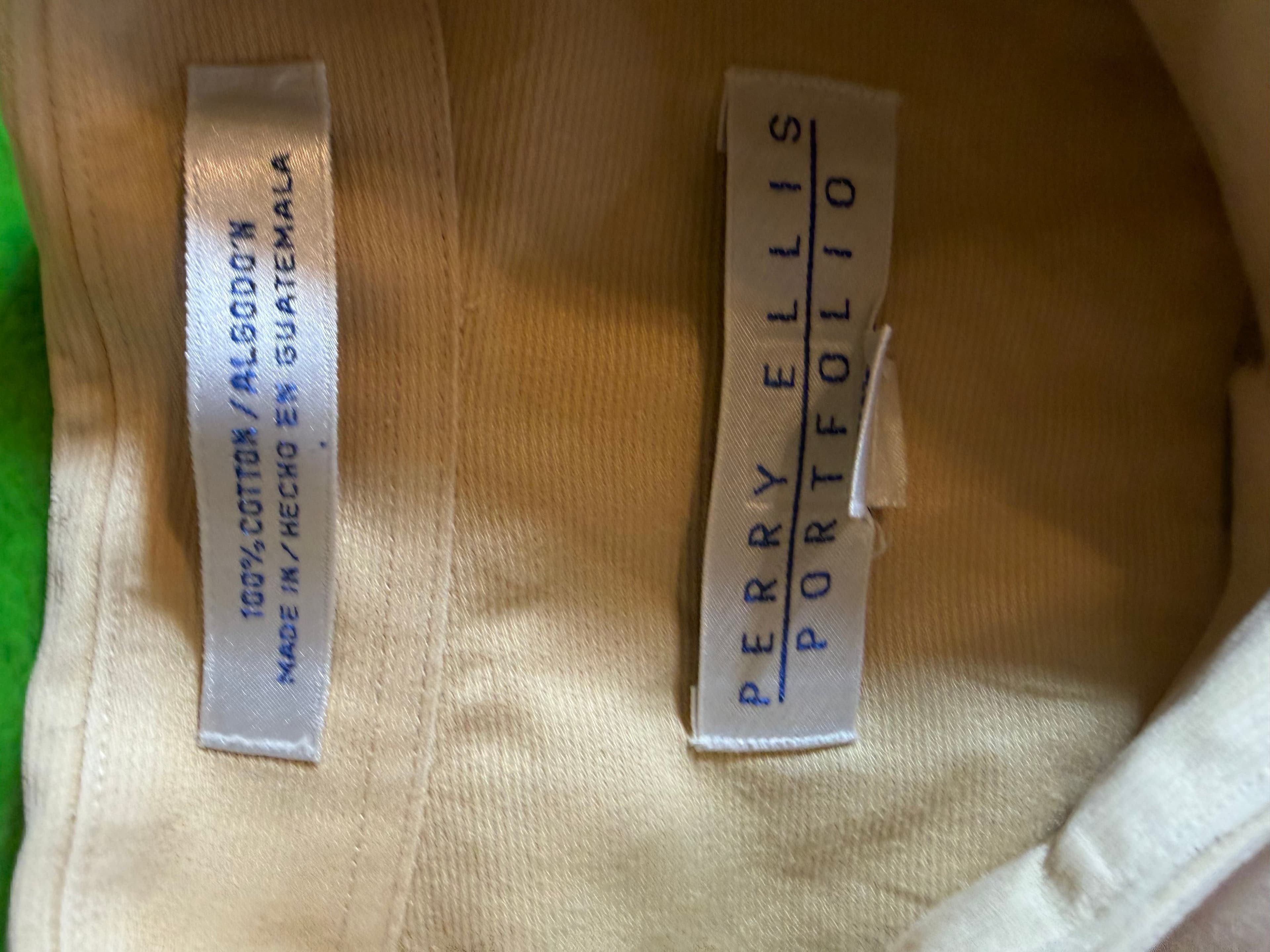Perry Ellis Portfolio Mens 16.5 34/35 Tan Cotton Long Sleeve Dress Shirt - Thumbnail 3
