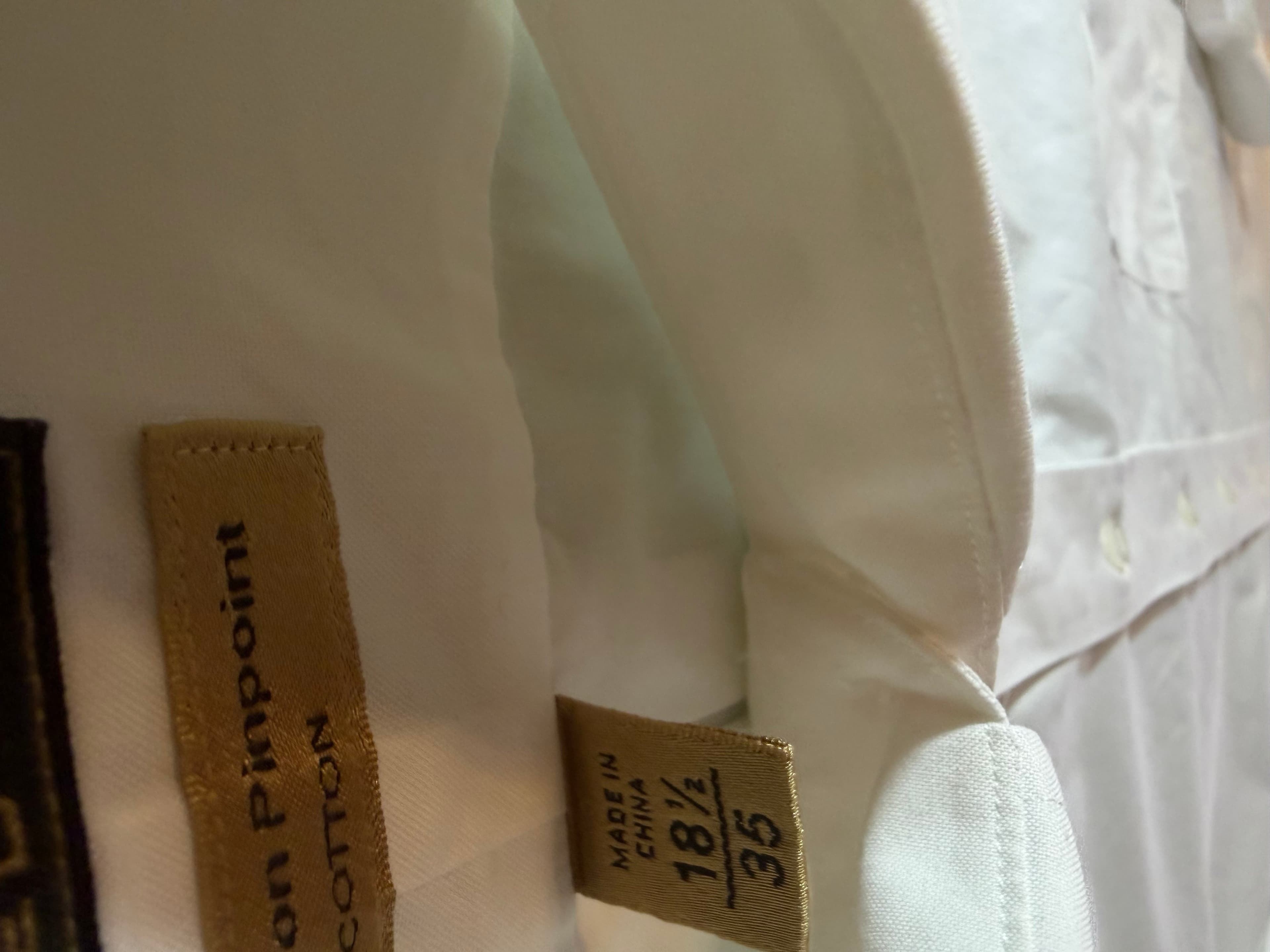 Roundtree Yorke Gold Label Mens 18.5 35 White Non-Iron Pinpoint Dress Shirt - Thumbnail 5