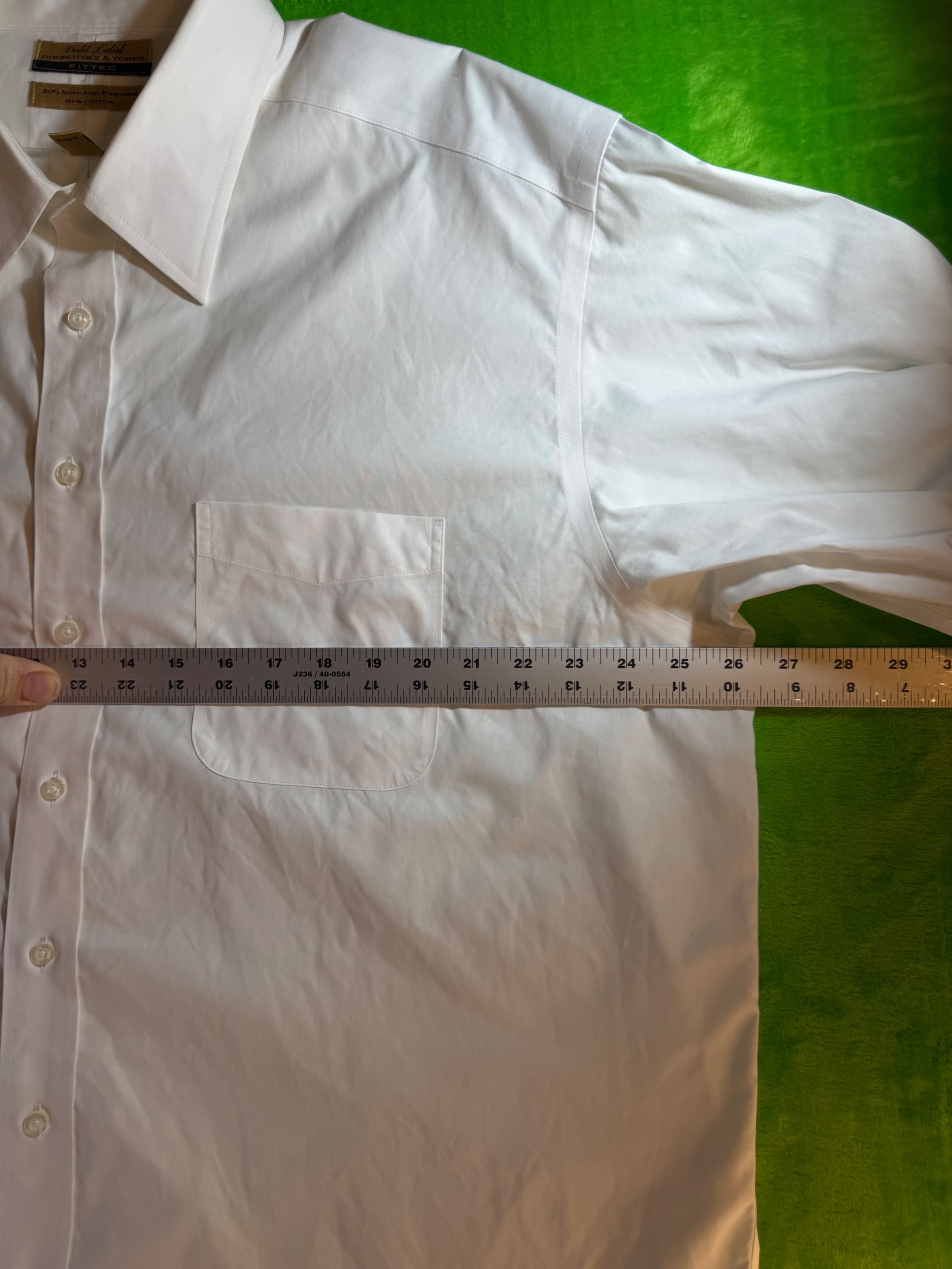 Roundtree Yorke Gold Label Mens 18.5 35 White Non-Iron Pinpoint Dress Shirt - Thumbnail 6