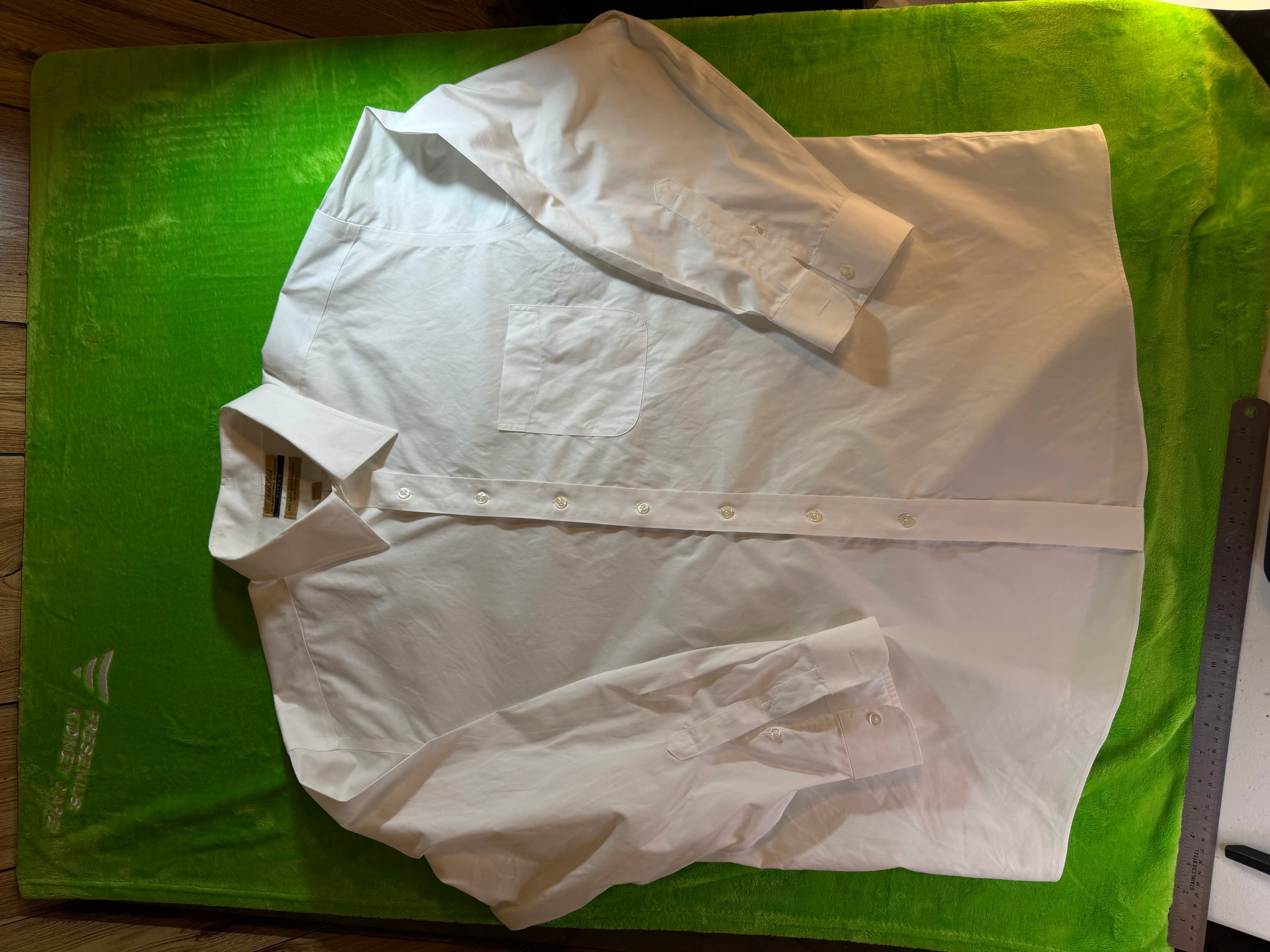 Roundtree Yorke Gold Label Mens 18.5 35 White Non-Iron Pinpoint Dress Shirt - Thumbnail 2