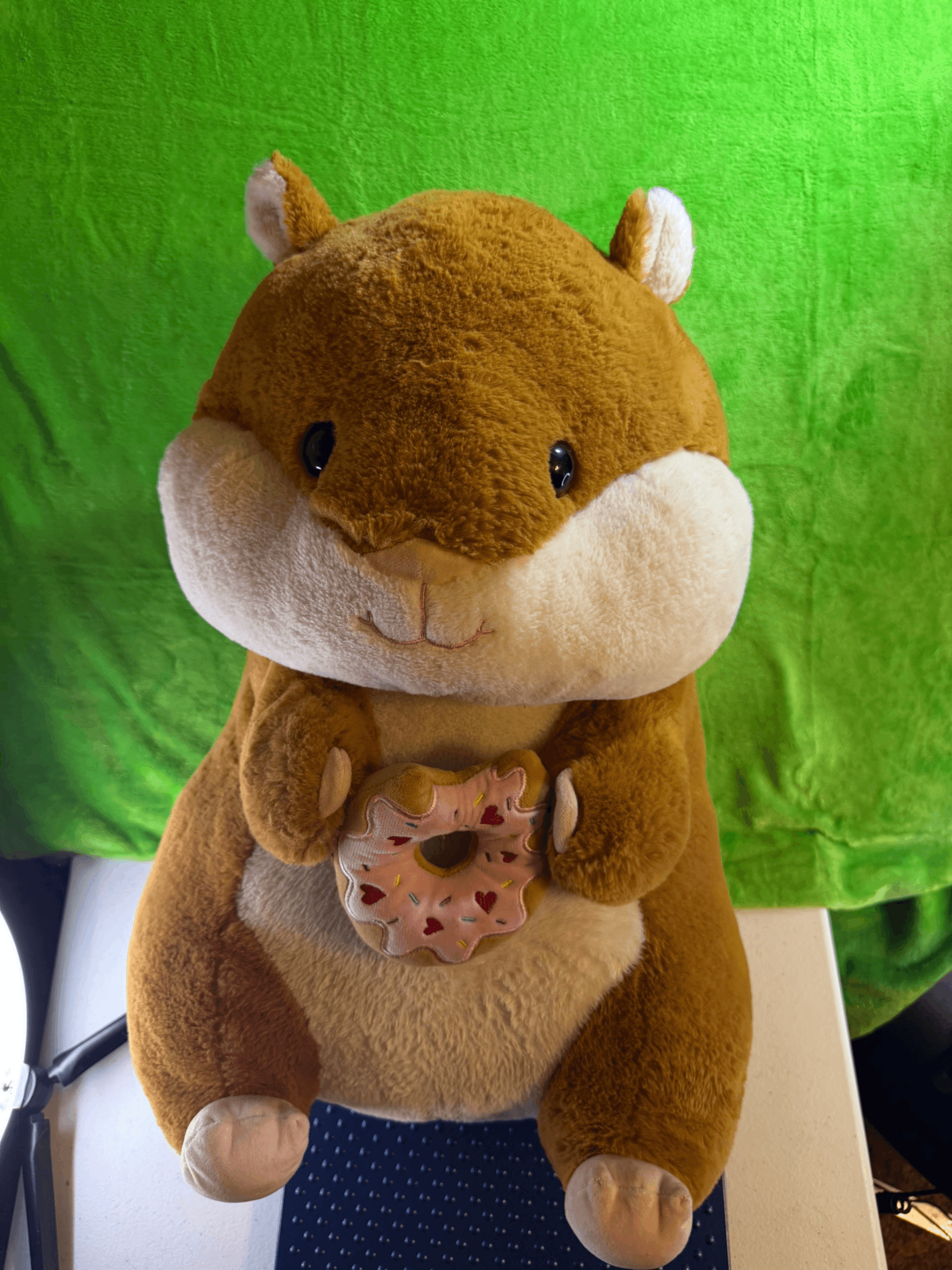 Large Plush Hamster with Donut Accessory Stuffed Animal Toy - Image 1