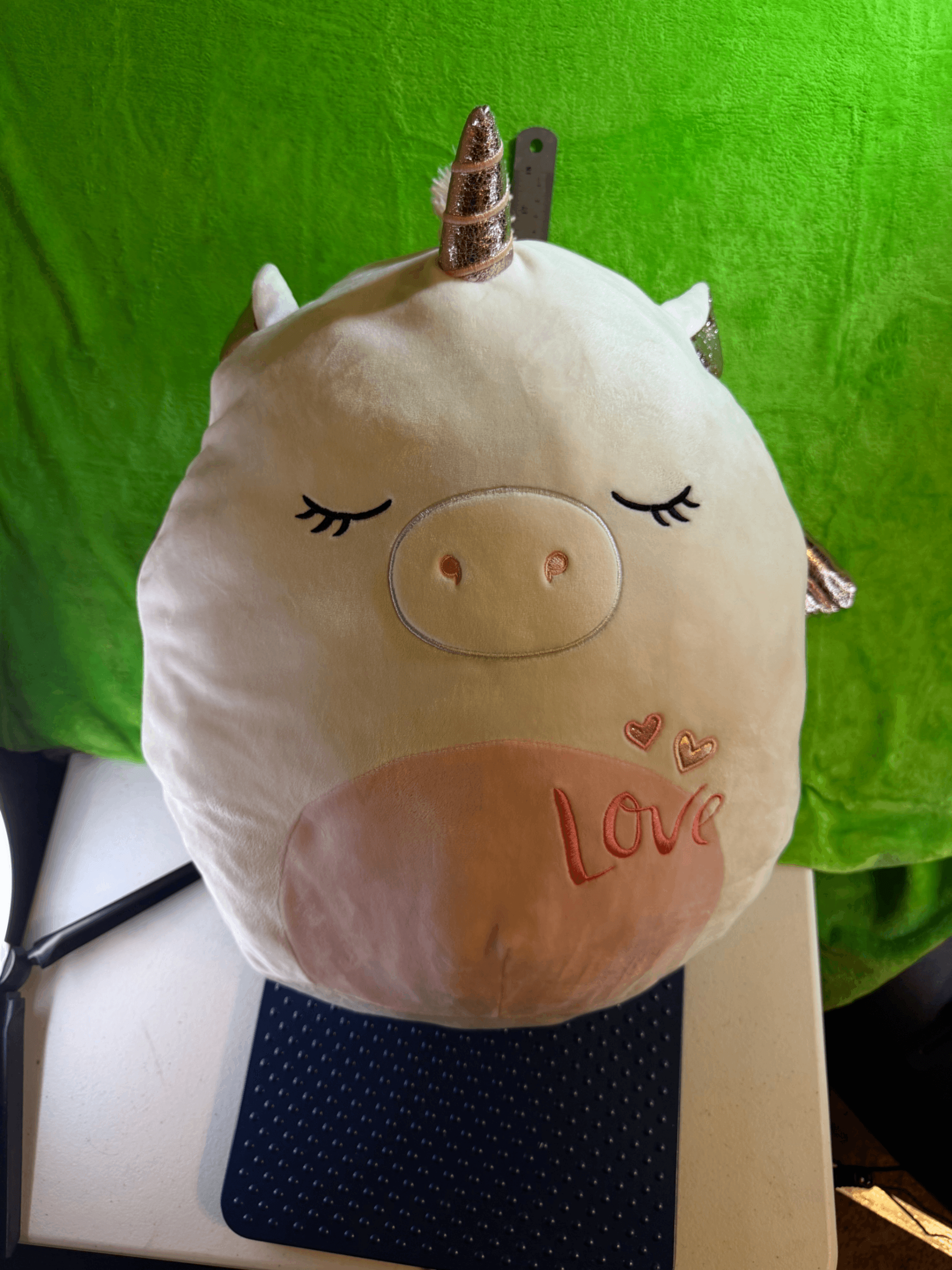 Squishmallows Hug Mees 18" Unicorn Valentine's Love Cream Rose Gold Plush - Thumbnail 2
