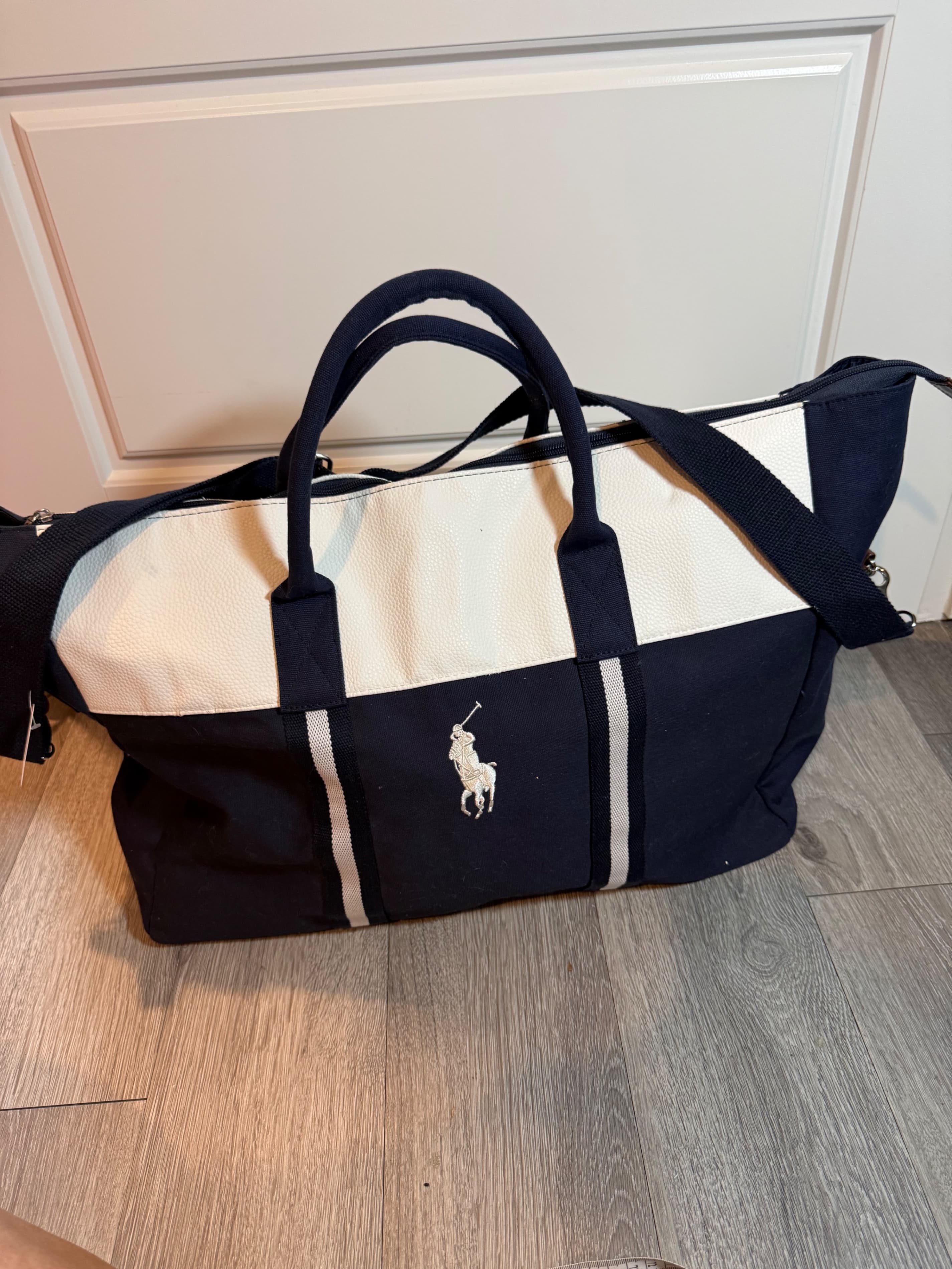 Ralph Lauren Navy Canvas Duffle Bag with Polo Logo - Image 1