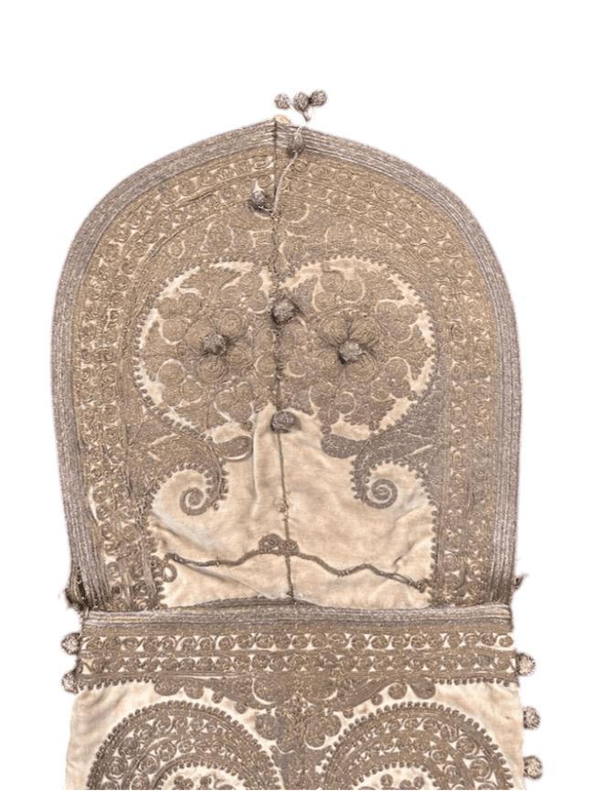 Antique Turkish Hand-Embroidered Envelope Clutch with Bullion Ball Tassels  (circa 1890–1920) - Thumbnail 4
