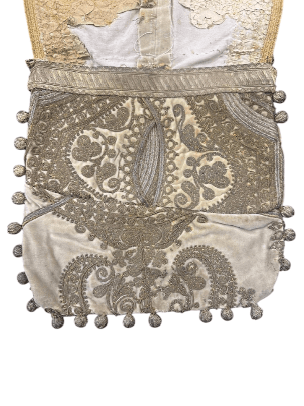 Antique Turkish Hand-Embroidered Envelope Clutch with Bullion Ball Tassels  (circa 1890–1920) - Thumbnail 5