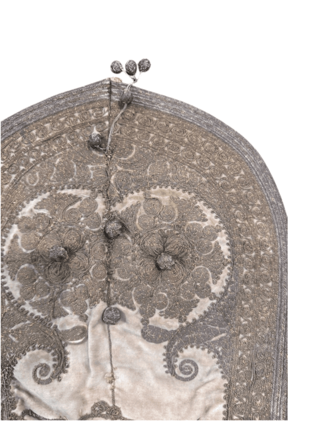 Antique Turkish Hand-Embroidered Envelope Clutch with Bullion Ball Tassels  (circa 1890–1920) - Thumbnail 6