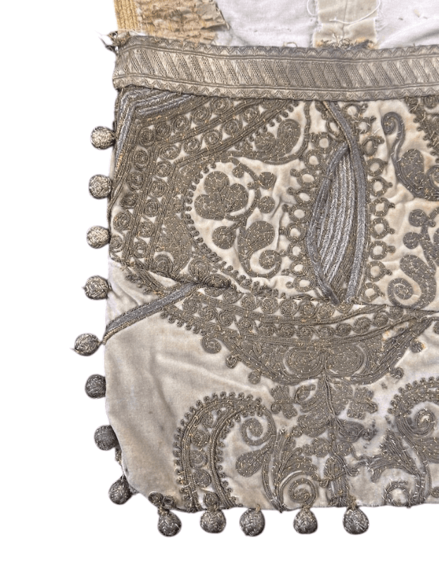 Antique Turkish Hand-Embroidered Envelope Clutch with Bullion Ball Tassels  (circa 1890–1920) - Thumbnail 8