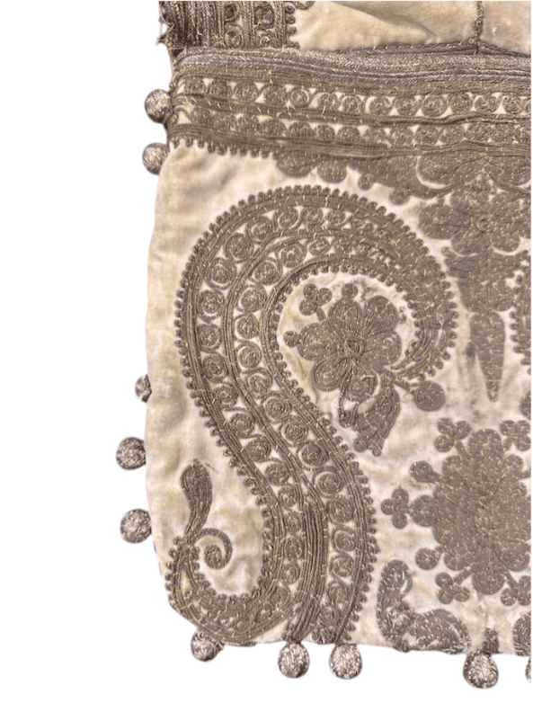 Antique Turkish Hand-Embroidered Envelope Clutch with Bullion Ball Tassels  (circa 1890–1920) - Thumbnail 9