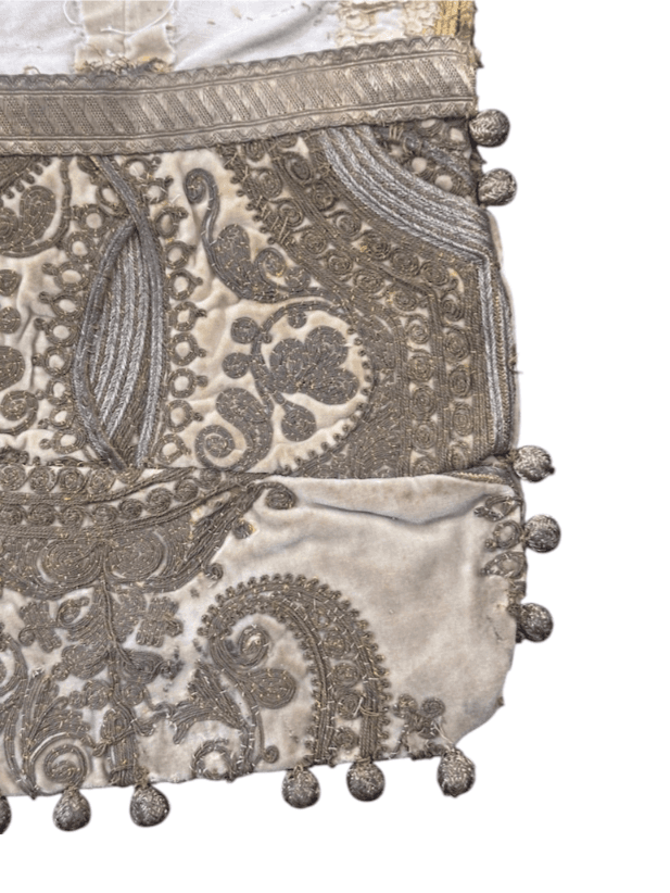 Antique Turkish Hand-Embroidered Envelope Clutch with Bullion Ball Tassels  (circa 1890–1920) - Thumbnail 10