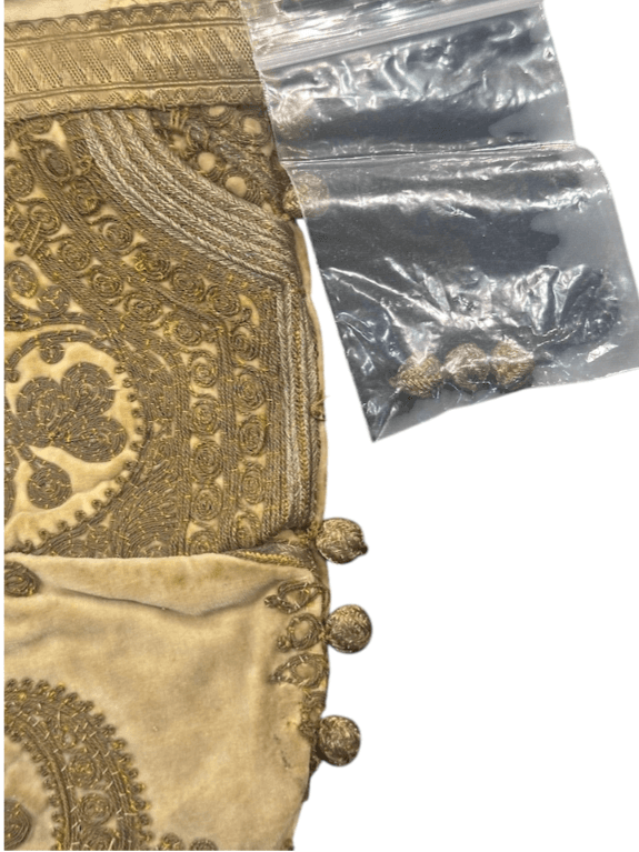 Antique Turkish Hand-Embroidered Envelope Clutch with Bullion Ball Tassels  (circa 1890–1920) - Thumbnail 11