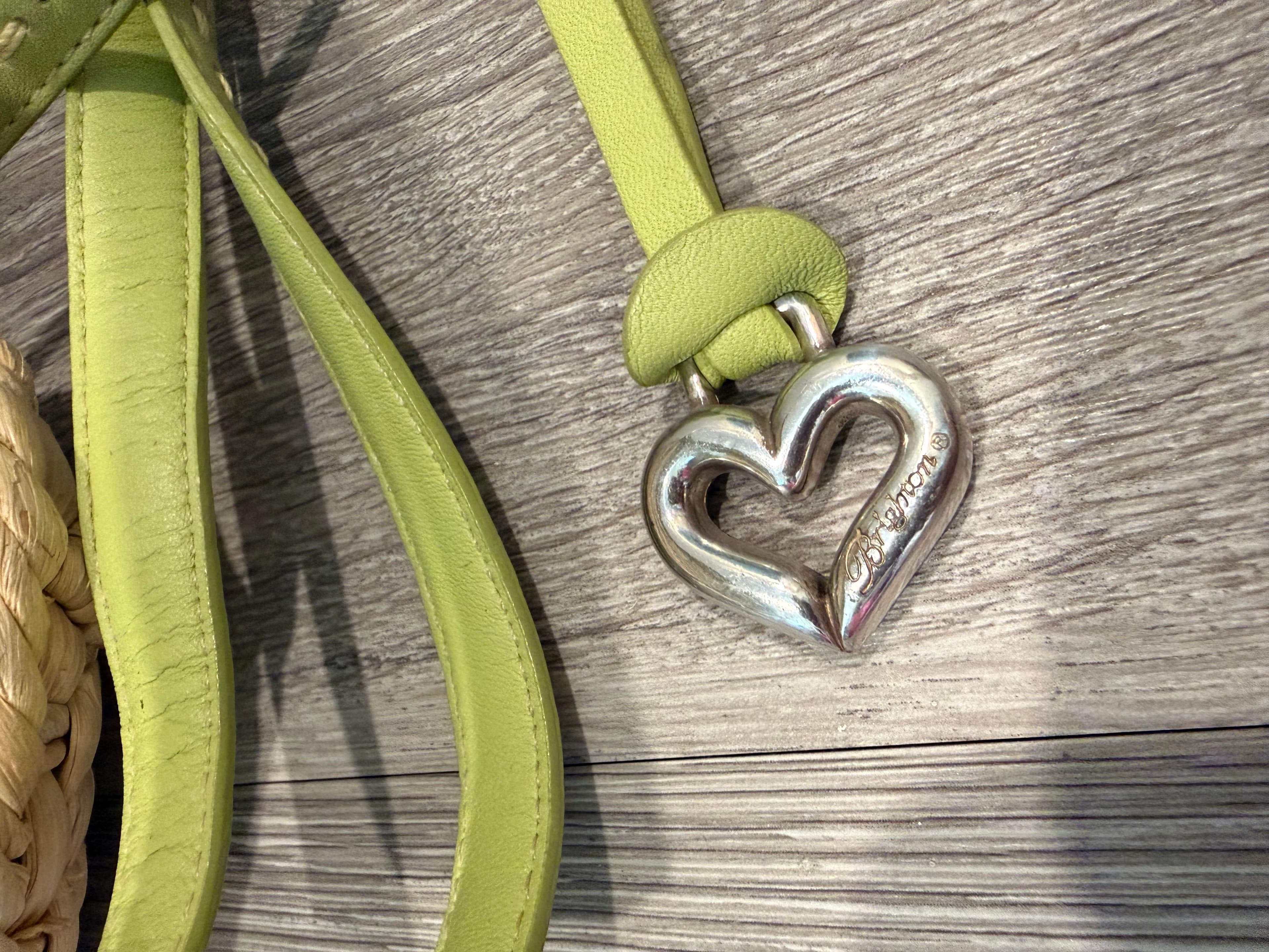 Brighton Straw Woven Crossbody Bag with Green Accents and Charms - Thumbnail 3